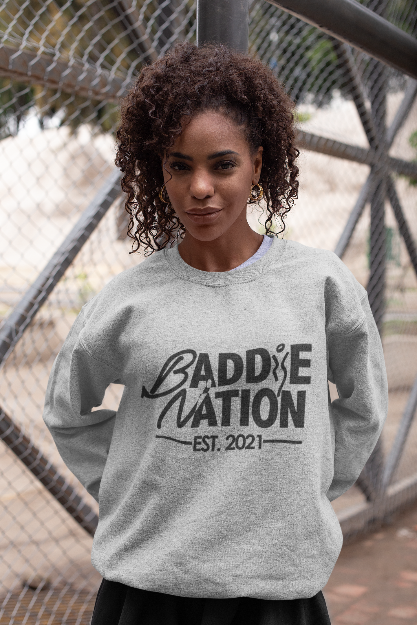 Heathered Grey Baddie Crewneck Sweatshirt