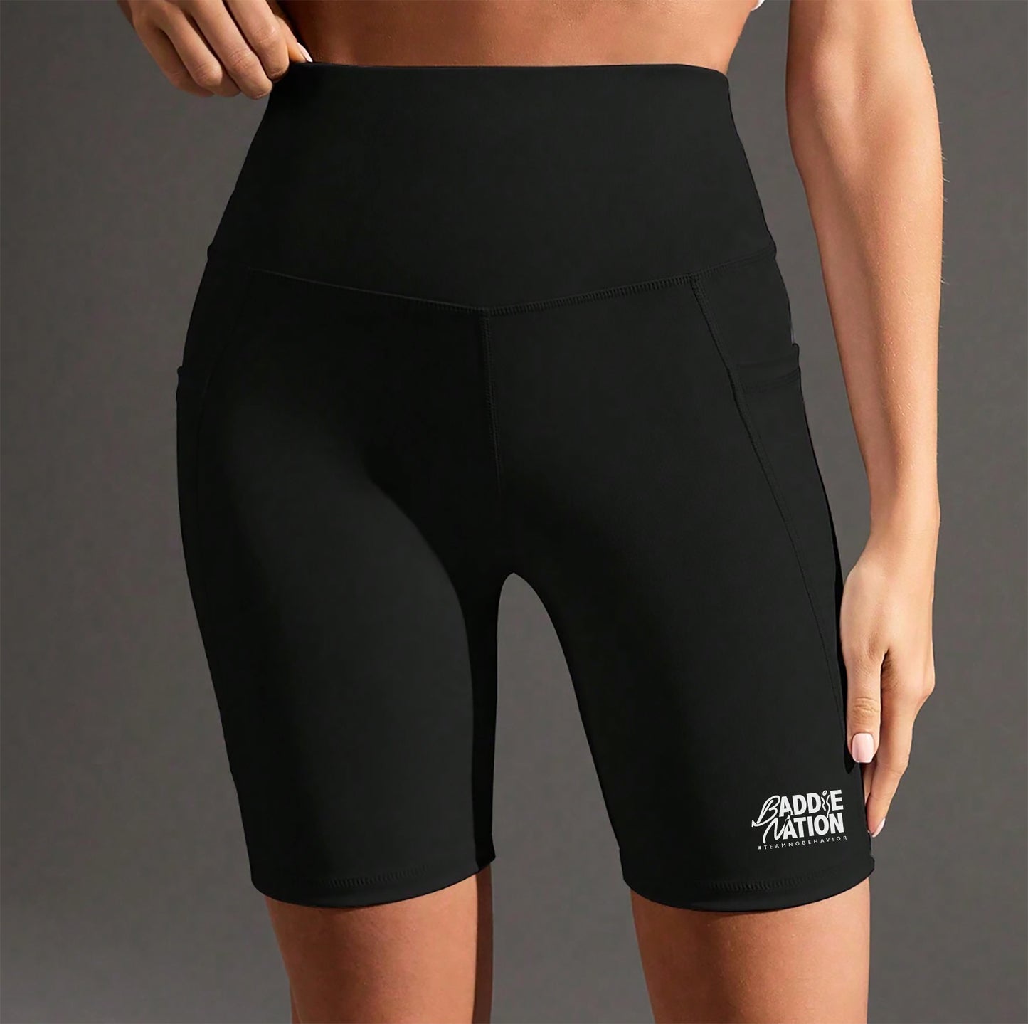 Black Double-Pocket Baddie Biker Shorts