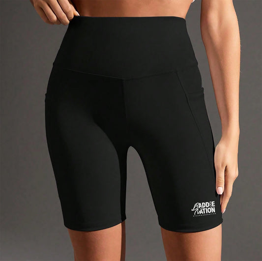 Black Double-Pocket Baddie Biker Shorts