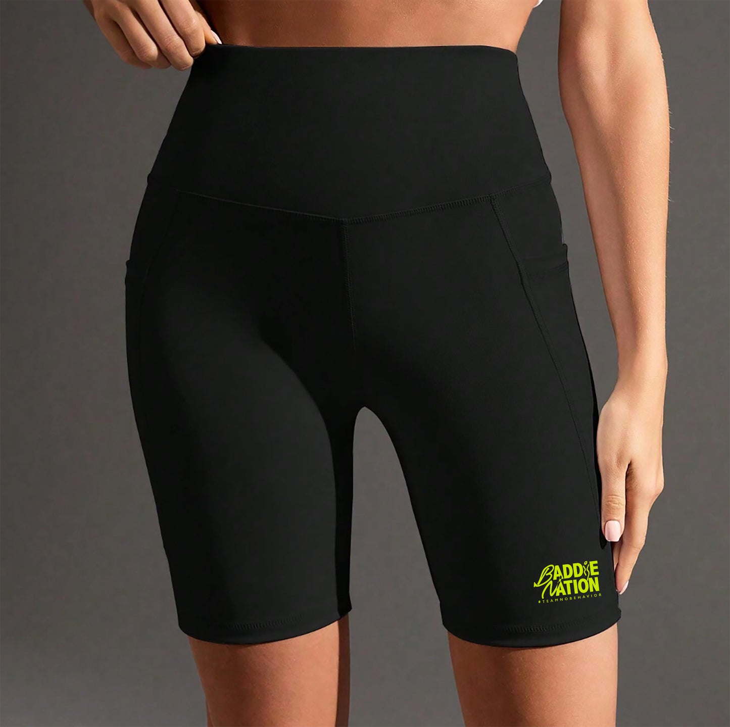 Black Double-Pocket Baddie Biker Shorts