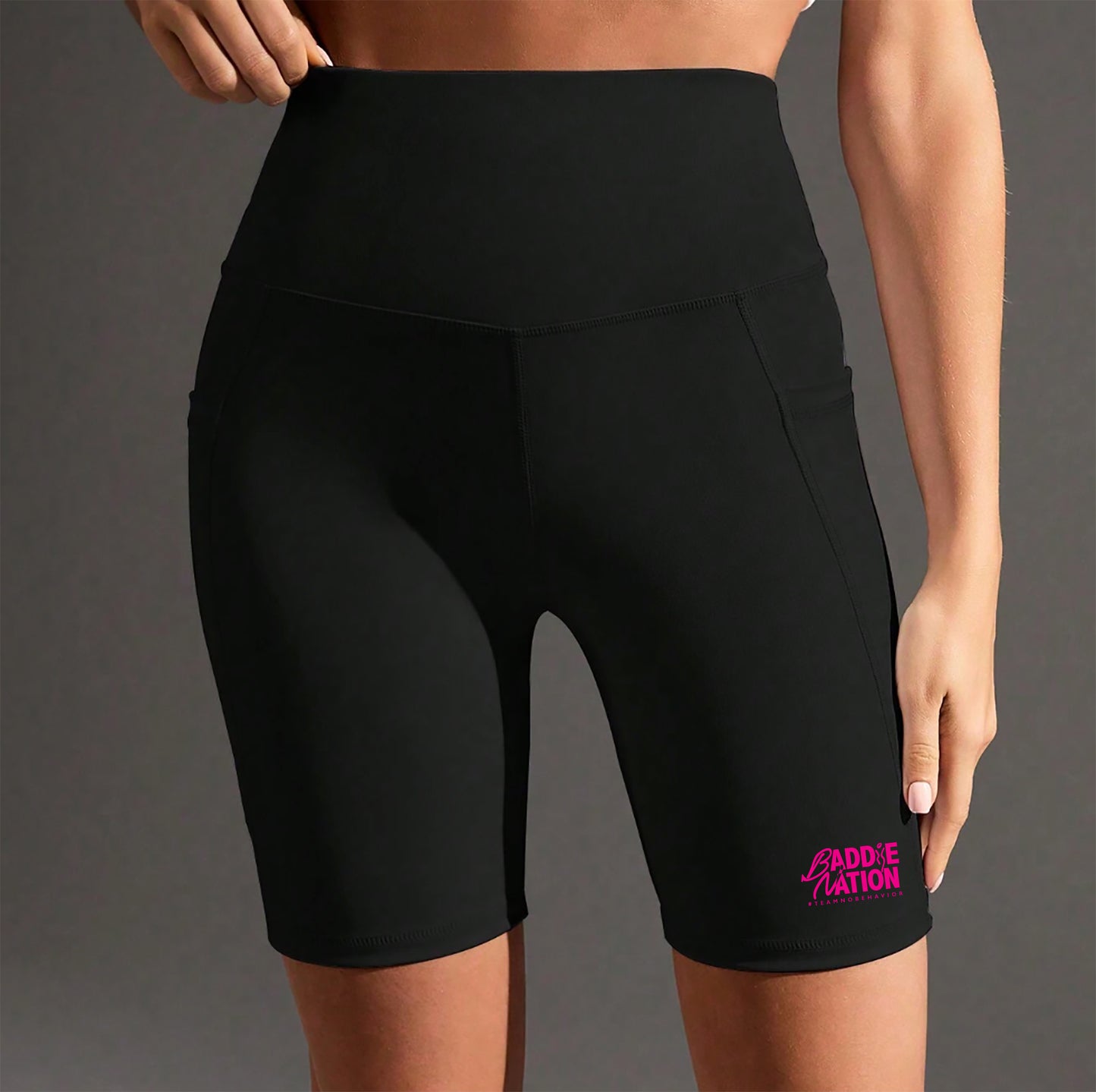 Black Double-Pocket Baddie Biker Shorts