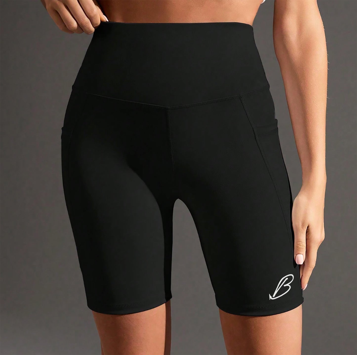 Black Double-Pocket Baddie Biker Shorts