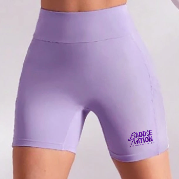 Lavender Double-Pocket Baddie Biker Shorts