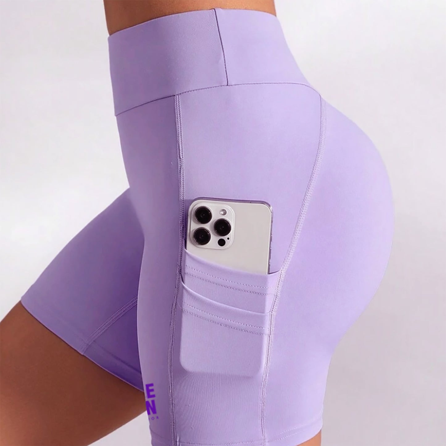 Lavender Double-Pocket Baddie Biker Shorts