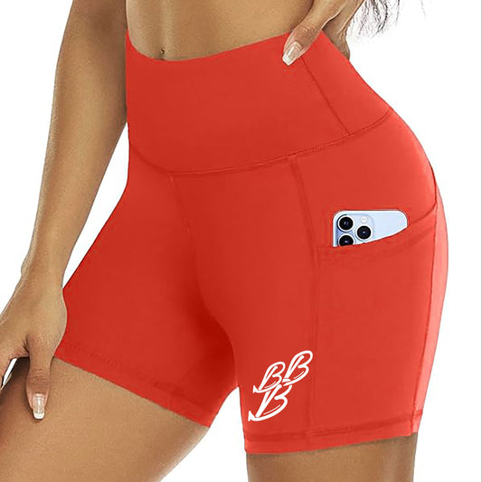 Solar Orange Double-Pocket Baddie Energy Biker Shorts