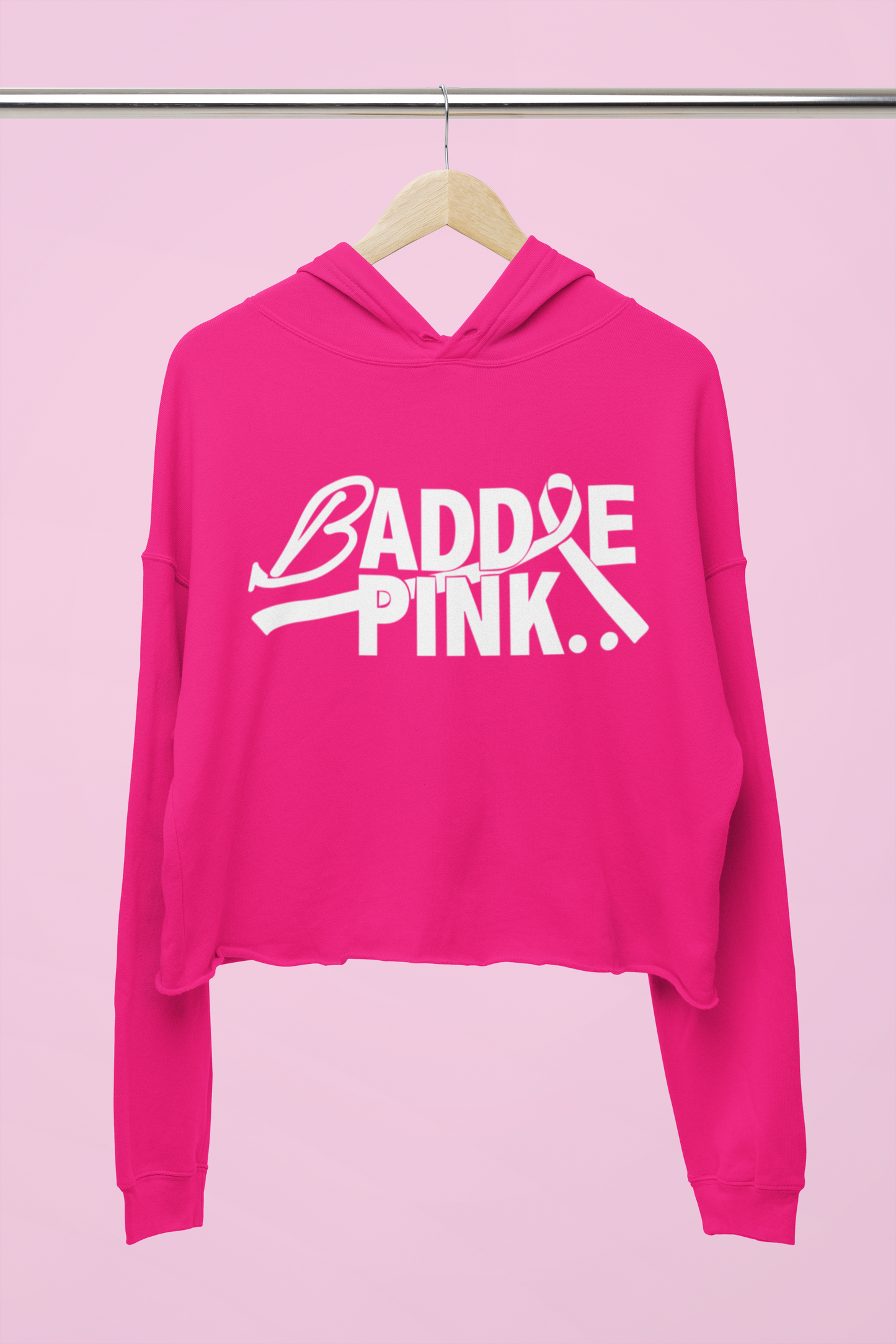 Baddie Pink Breast Cancer Awareness Crop Hoodies