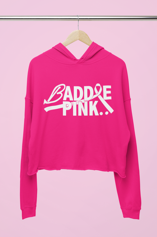 Baddie Pink Breast Cancer Awareness Crop Hoodies