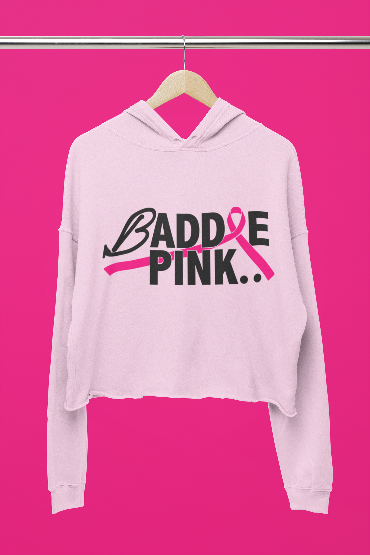 Baddie Pink Breast Cancer Awareness Crop Hoodies