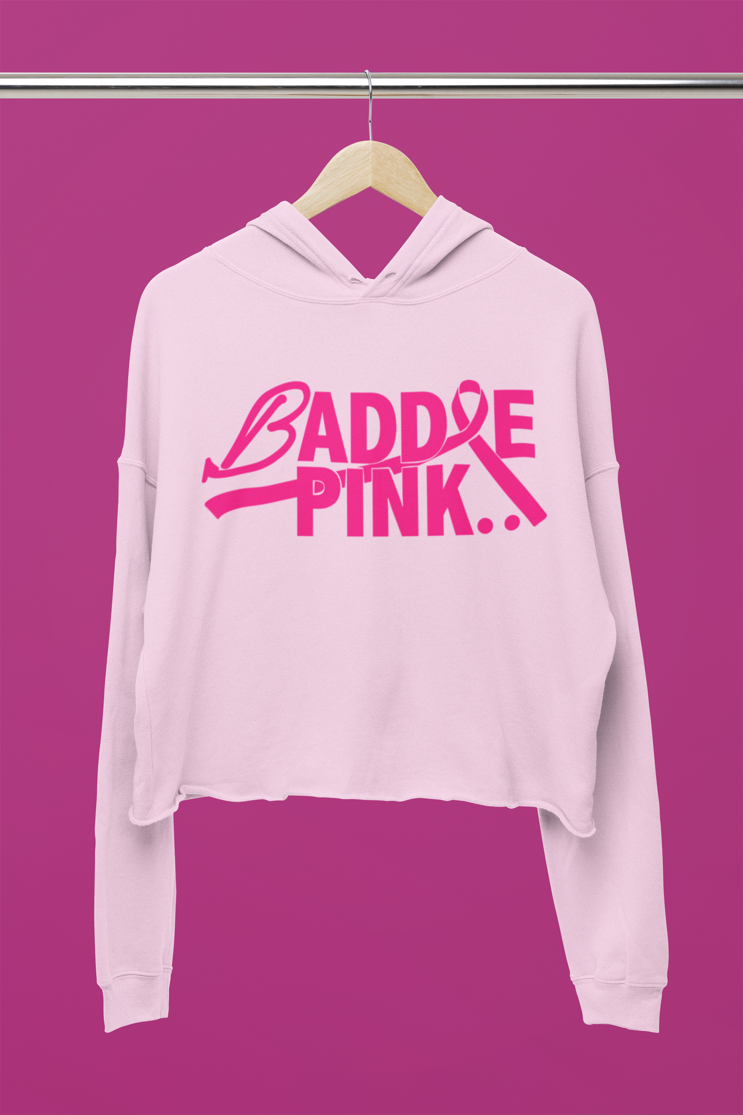 Baddie Pink Breast Cancer Awareness Crop Hoodies