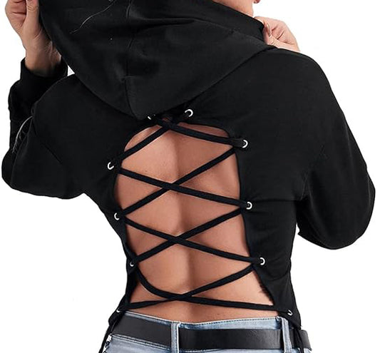 Baddie Activated Tie-Up Cropped Hoodie