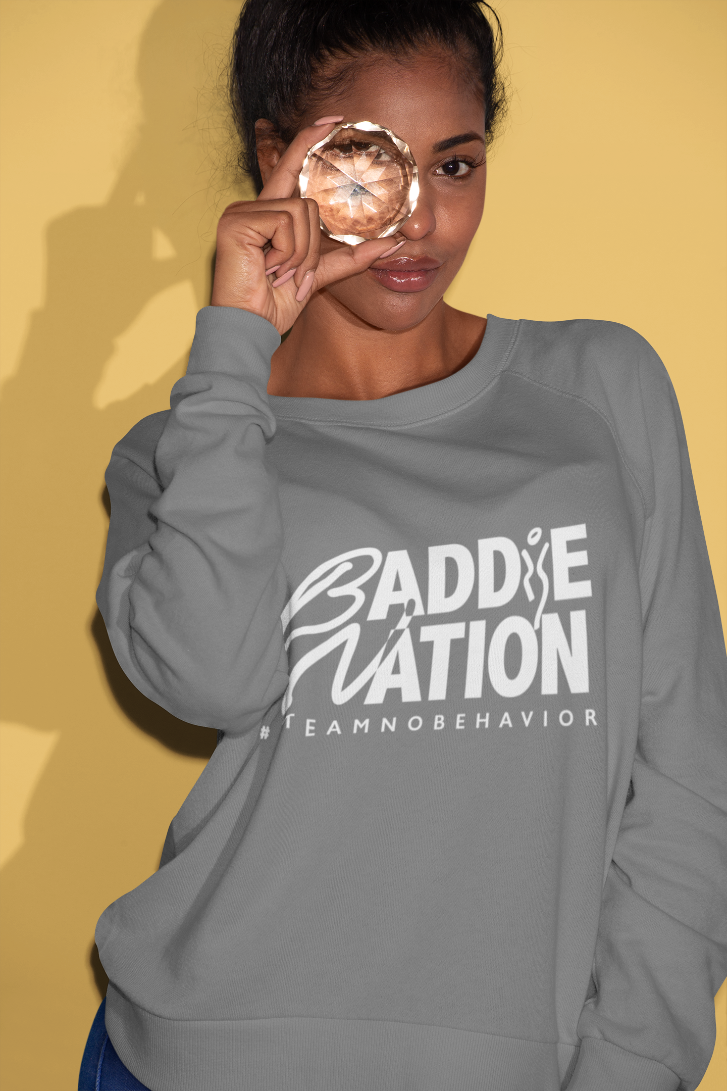 Charcoal Grey Baddie Crewneck Sweatshirt